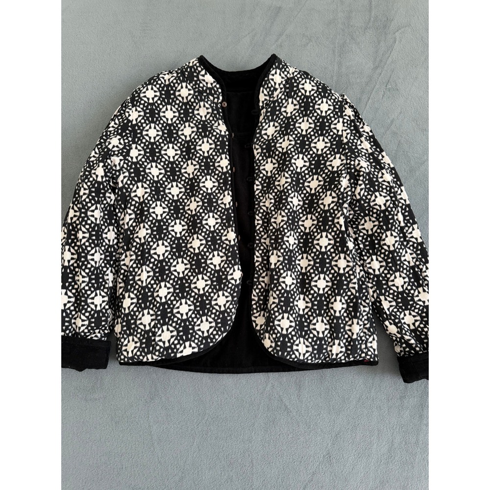 Xirena Reversible Quilted Jacket Black Corduroy Geometric Print Cotton Small